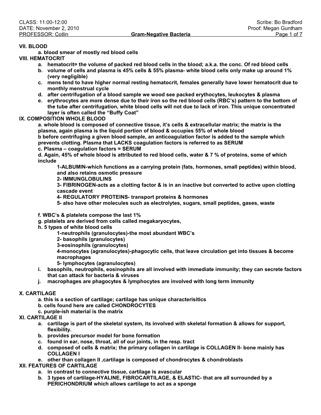 PROFESSOR: Cotlin Gram-Negative Bacteria Page 1 of 7