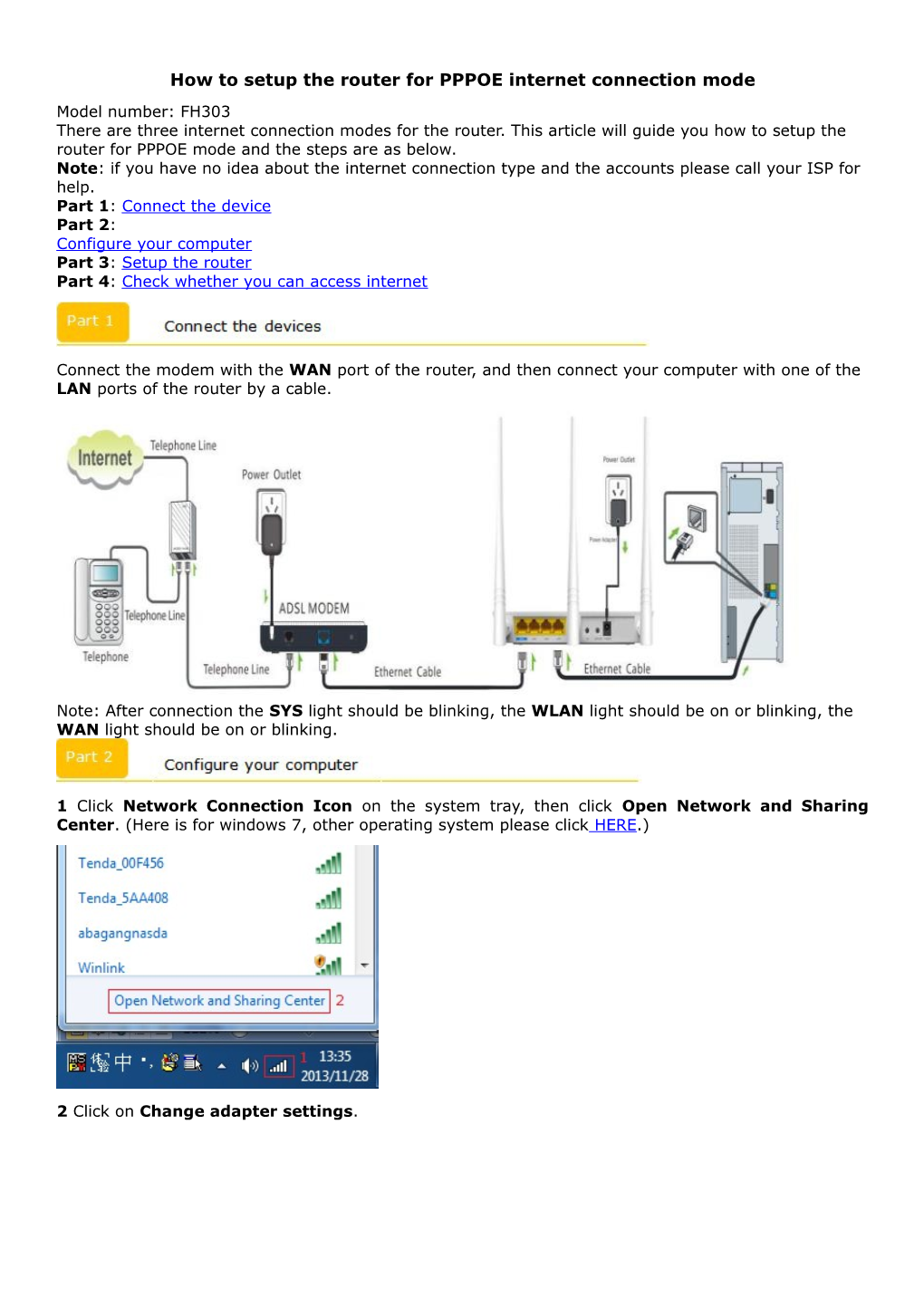 How to Setup the Router for PPPOE Internet Connection Mode