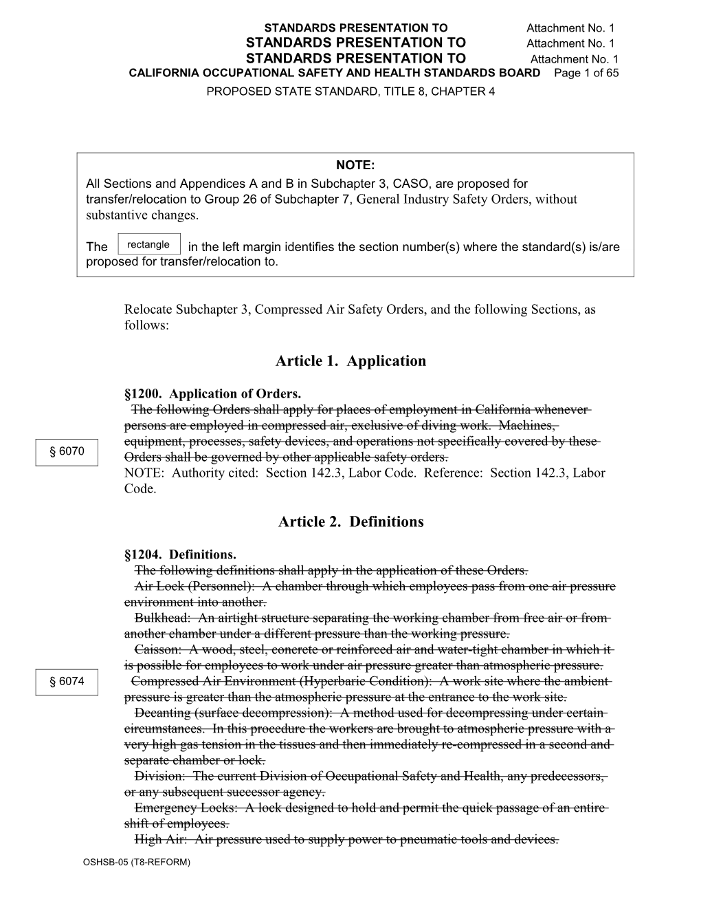 STANDARDS PRESENTATION to Attachment No. 1 STANDARDS PRESENTATION to Attachment No. 1