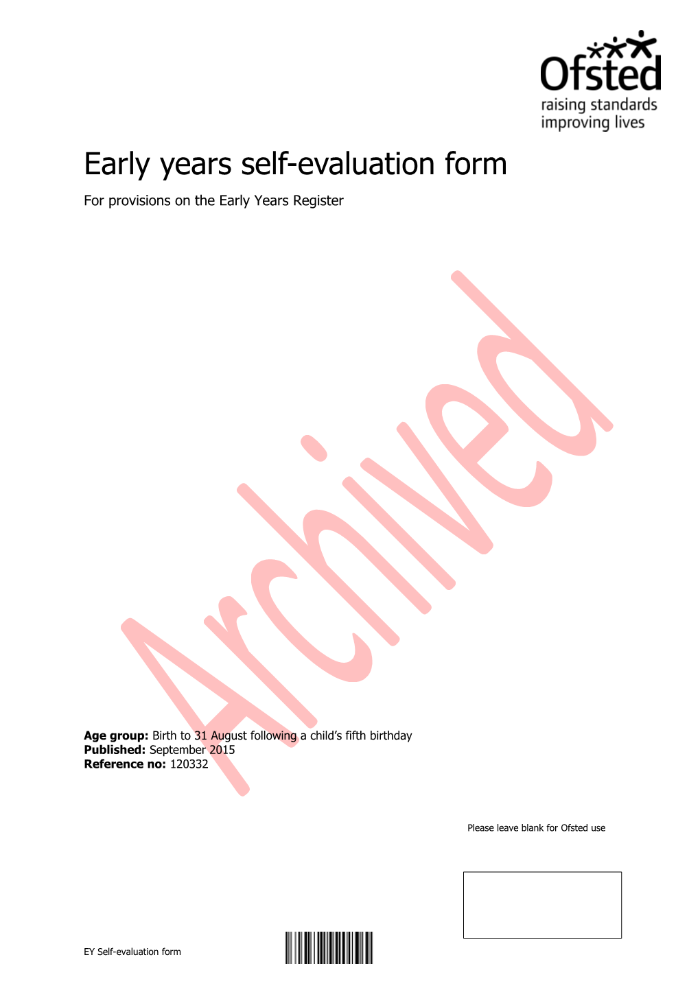 Early Years Self Evaluation Form