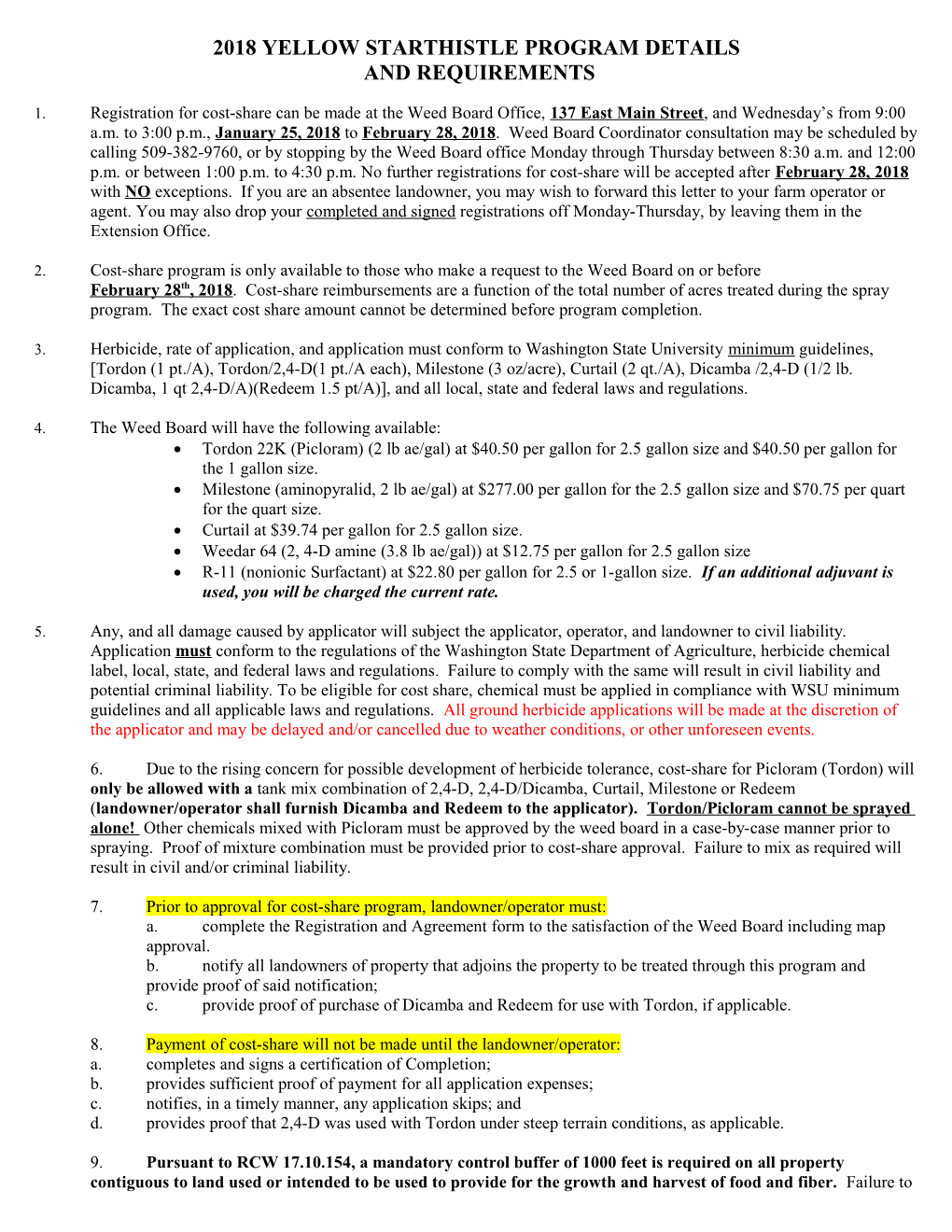2003 Yellow Starthistle Program Details