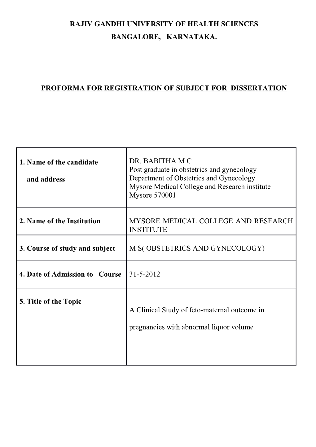 Rajiv Gandhi University of Health Sciences Bangalore, Karnataka s13