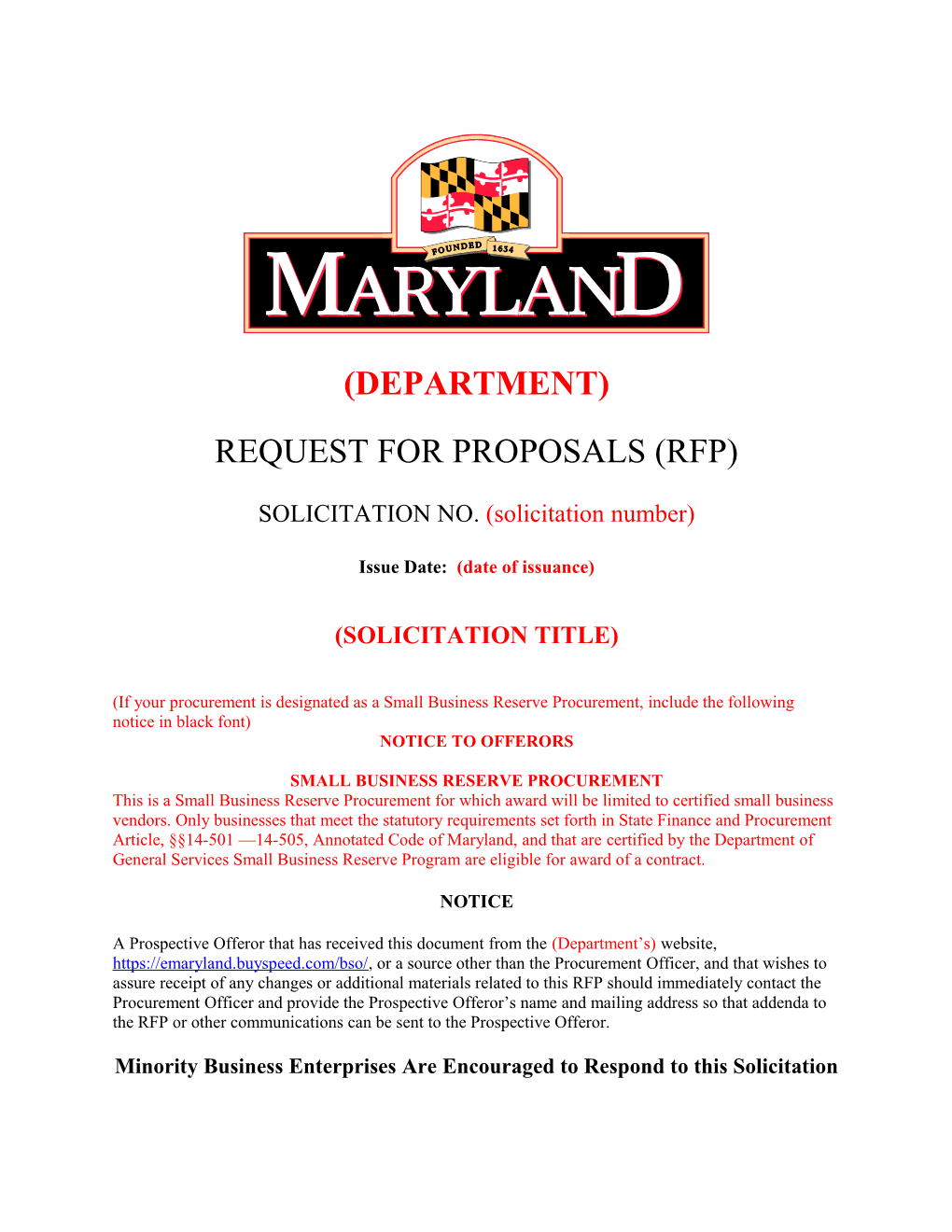 Statewide RFP Procurement Solicitation Template