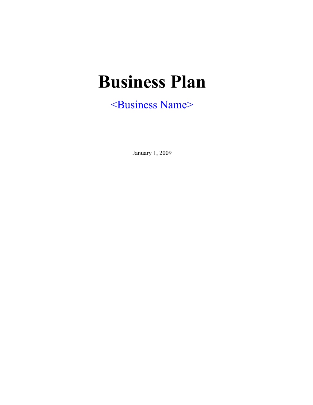 Business Plan Template for Internet Business