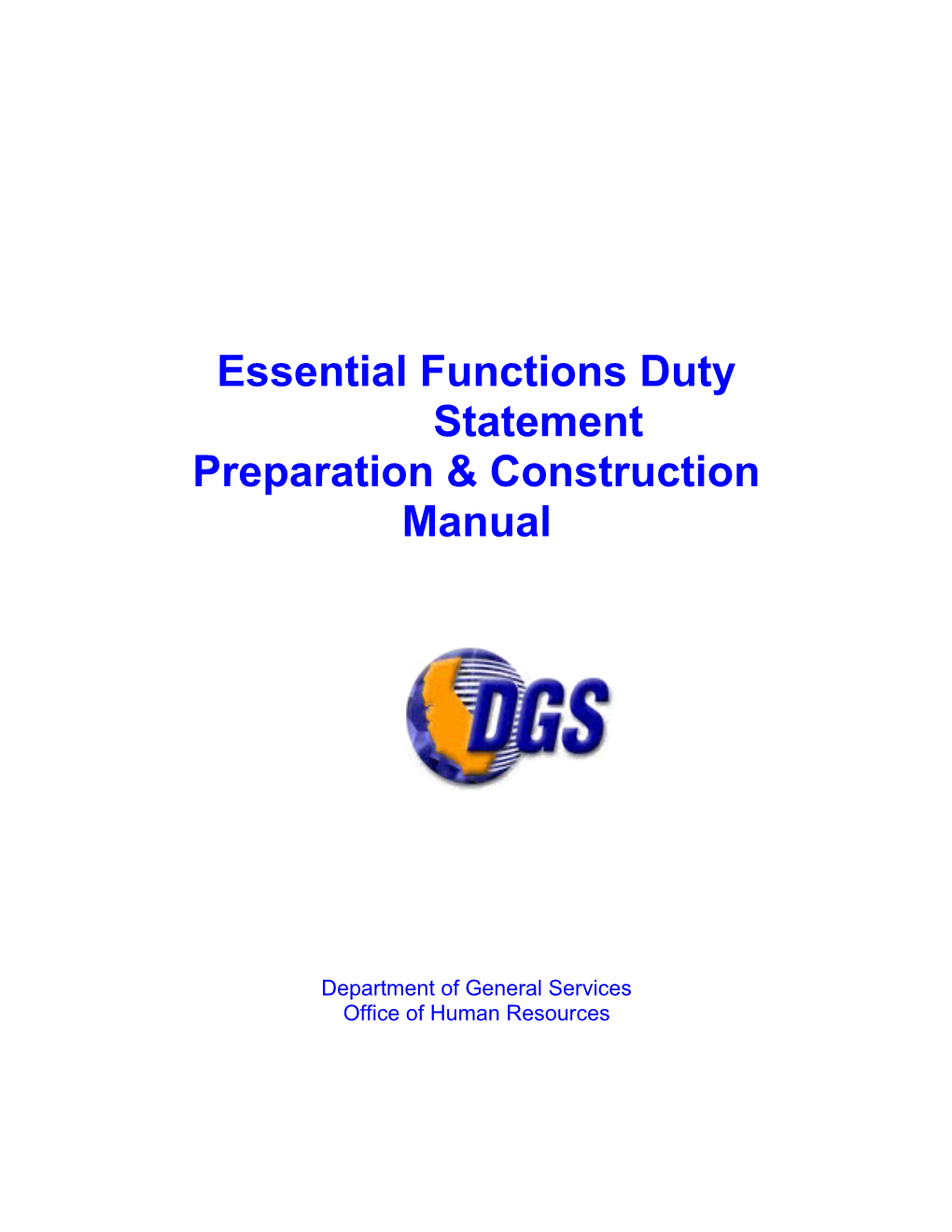 Essential Functions Duty Statement