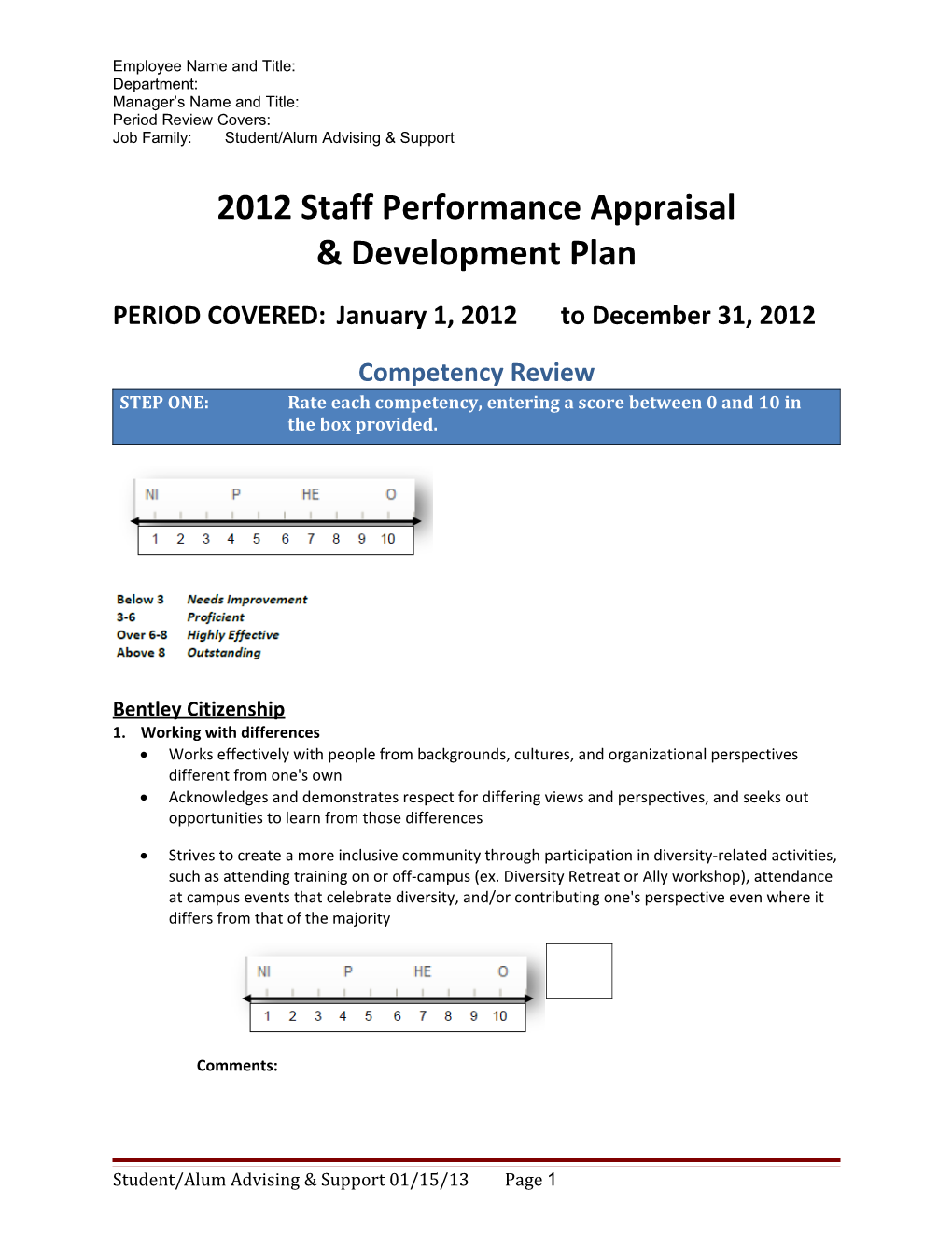 Staff Performance Appraisal and Development Plan