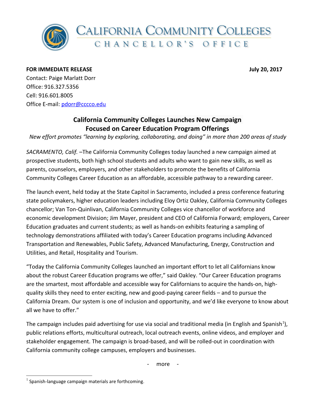 California Community Colleges Launches New Campaign