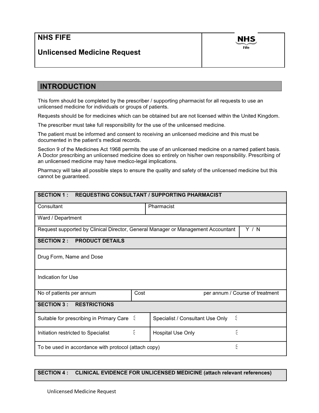 Request for a Medicine to Be Added to the Fife Joint Formulary