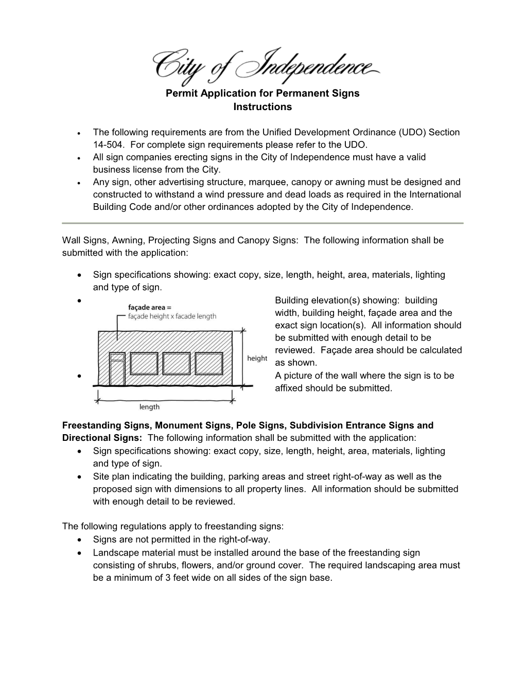 Permit Application for Permanent Signs