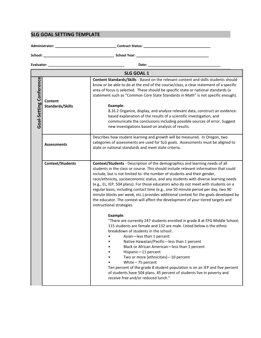 SLG Goal Setting Template