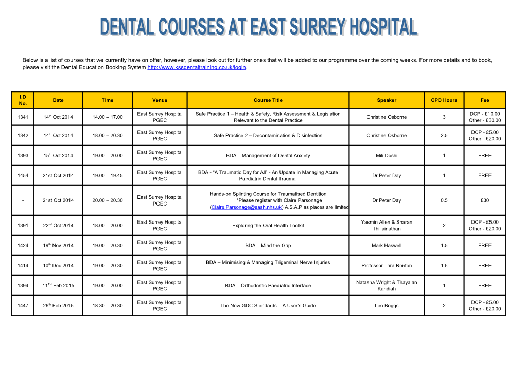 Below Is a List of Courses That We Currently Have on Offer, However, Please Look out For