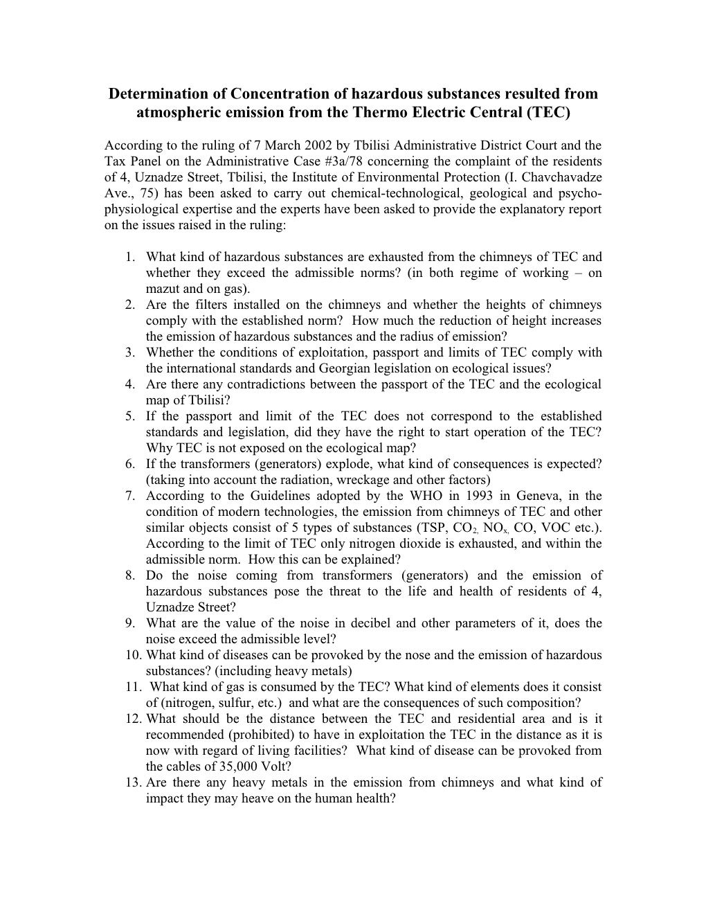 Determination of Concentration of Hazardous Substances Resulted from Atmospheric Emission