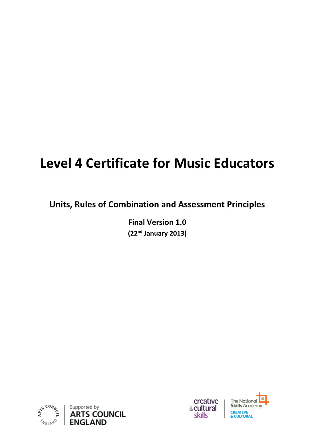 Level 4 Certificate for Music Educators