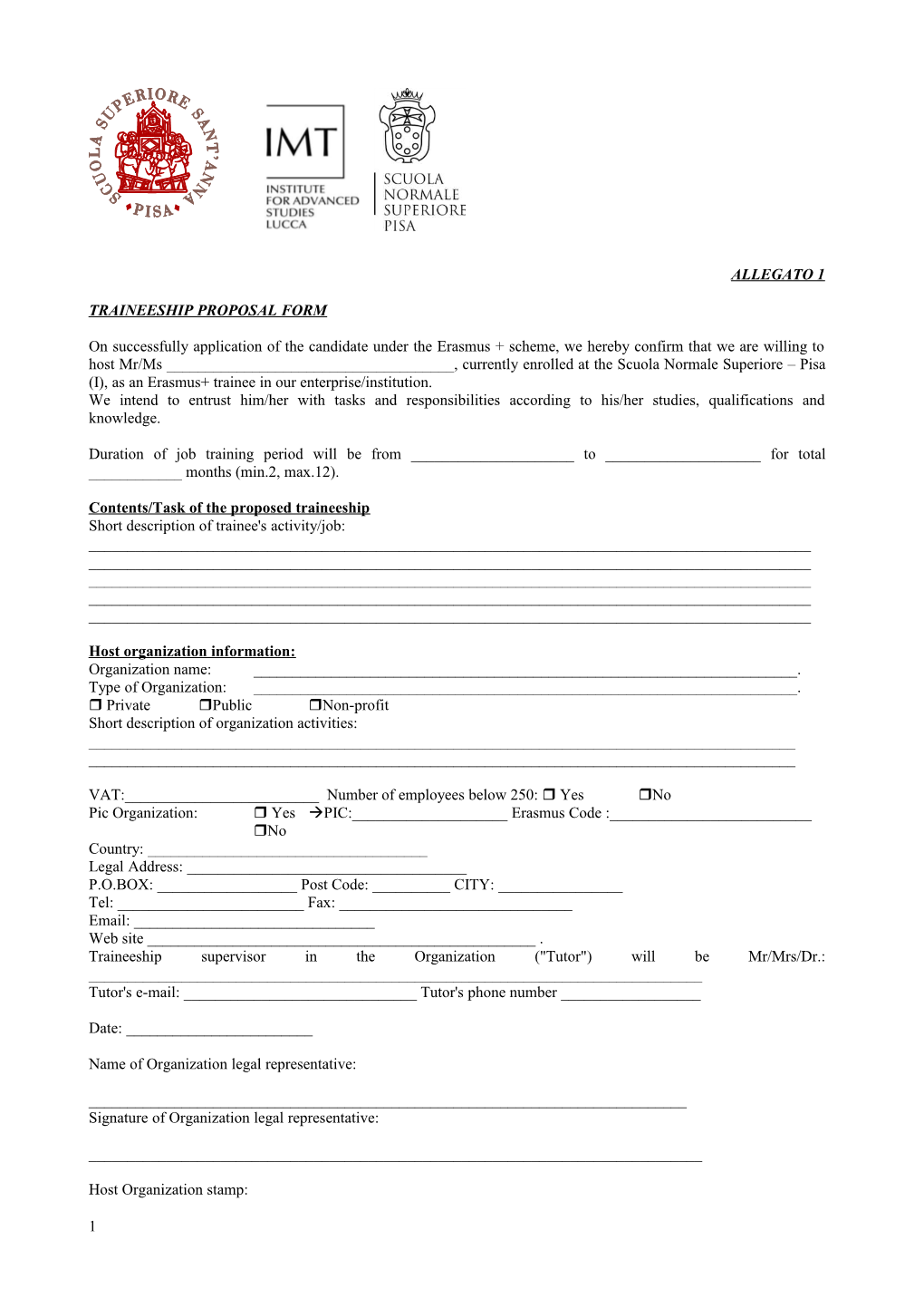 Traineeship Proposal Form