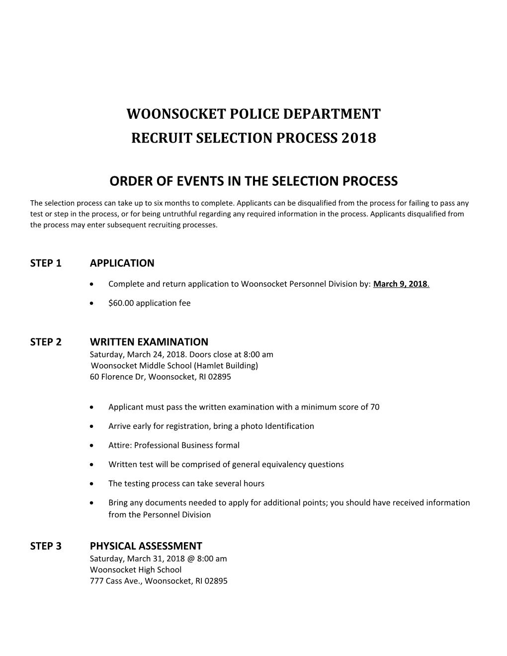 Order of Events in the Selection Process