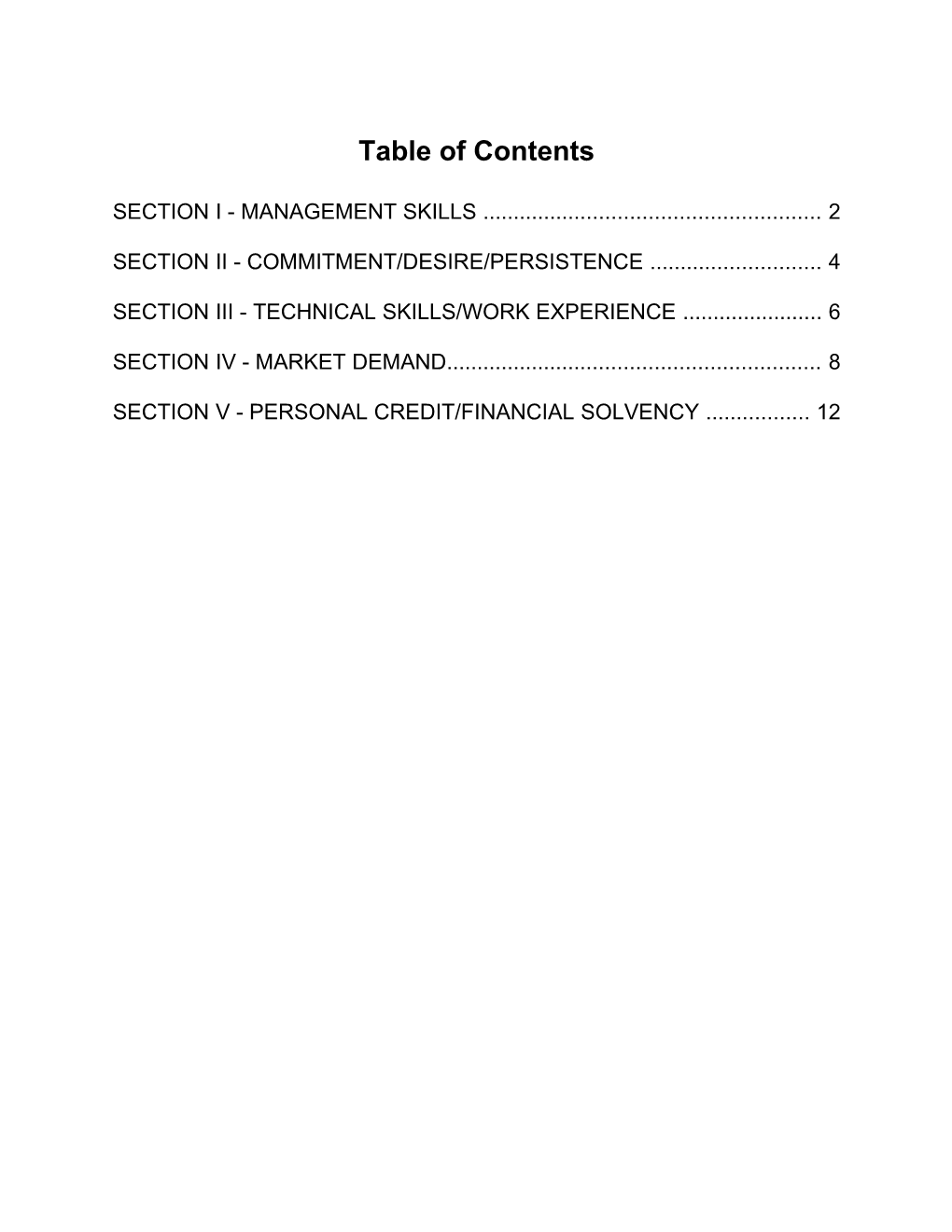 Business Assessment Scale