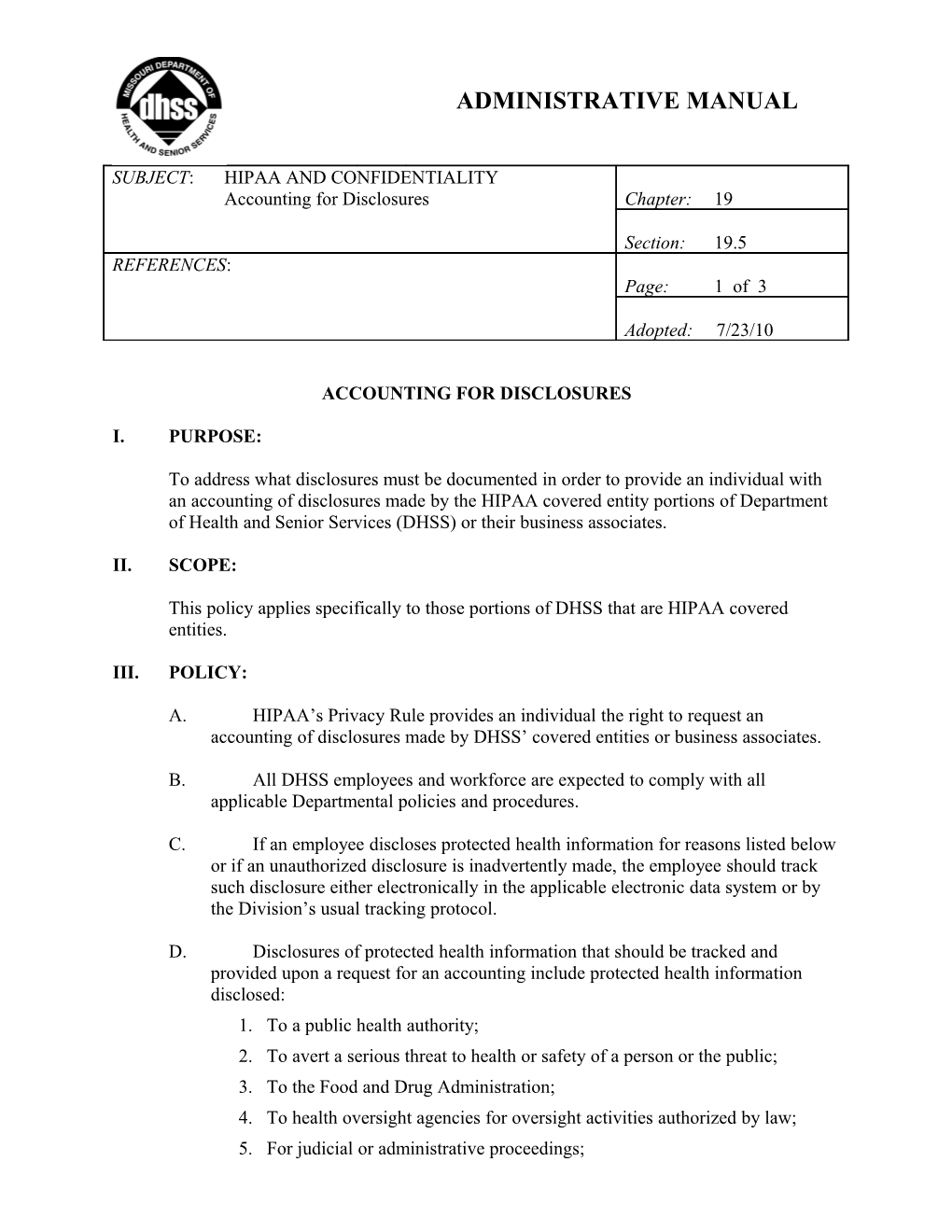 Accounting for Disclosures