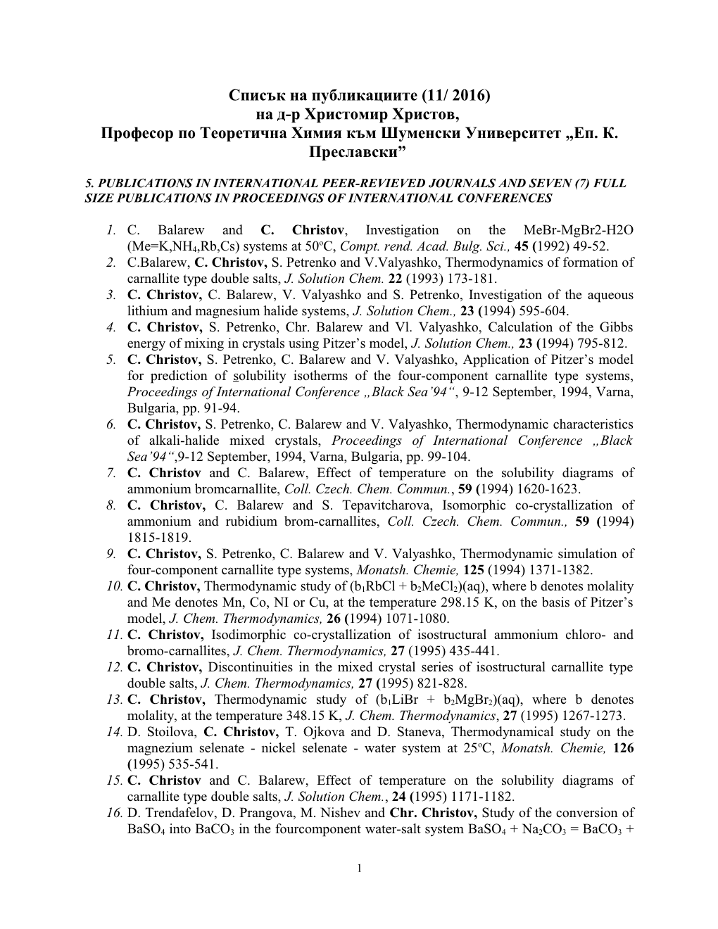 List of Publications of Dr
