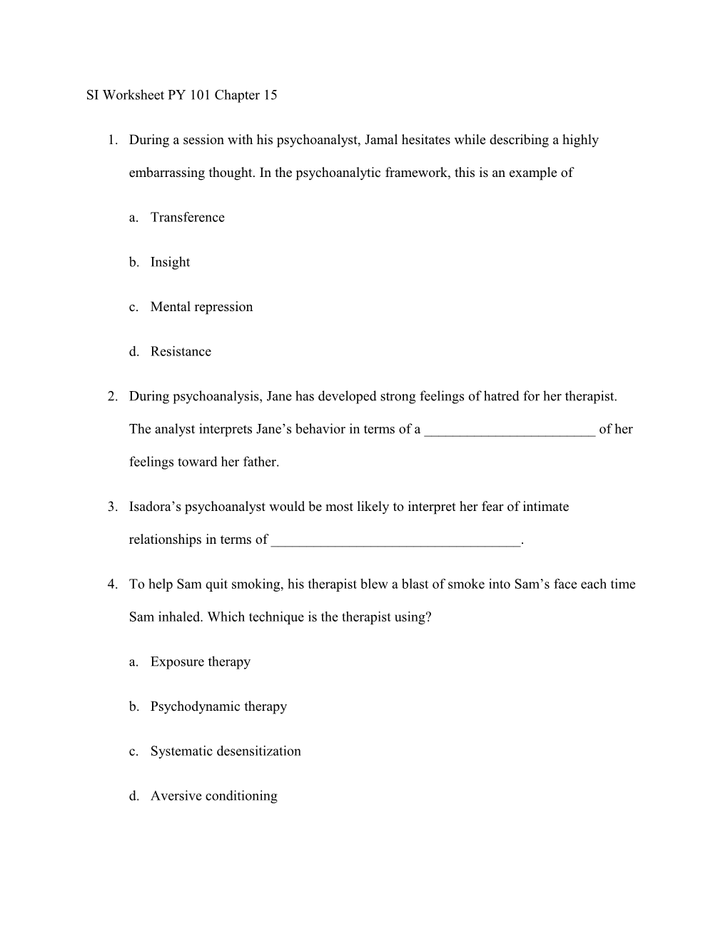 SI Worksheet PY 101 Chapter 15