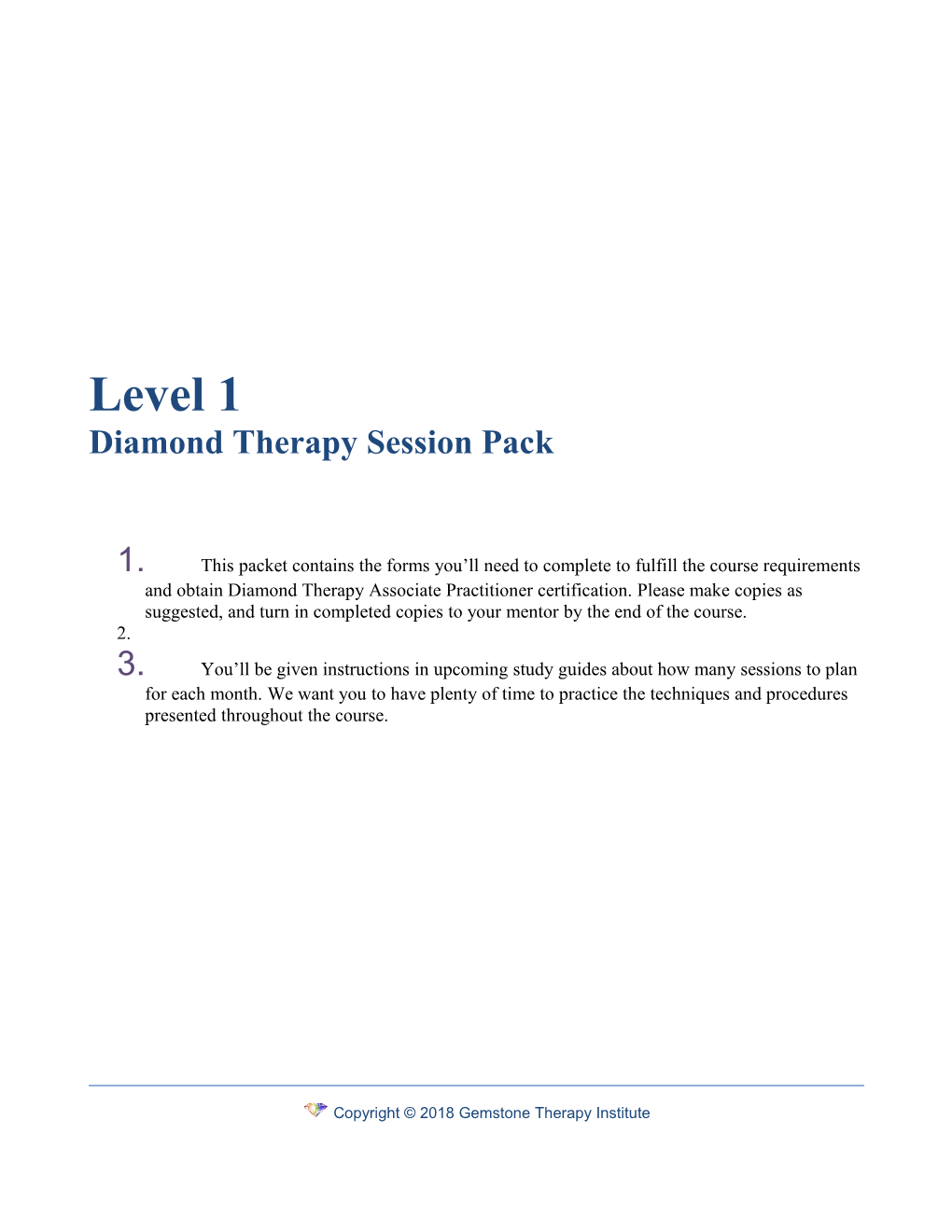 Diamond Therapy Session Packet