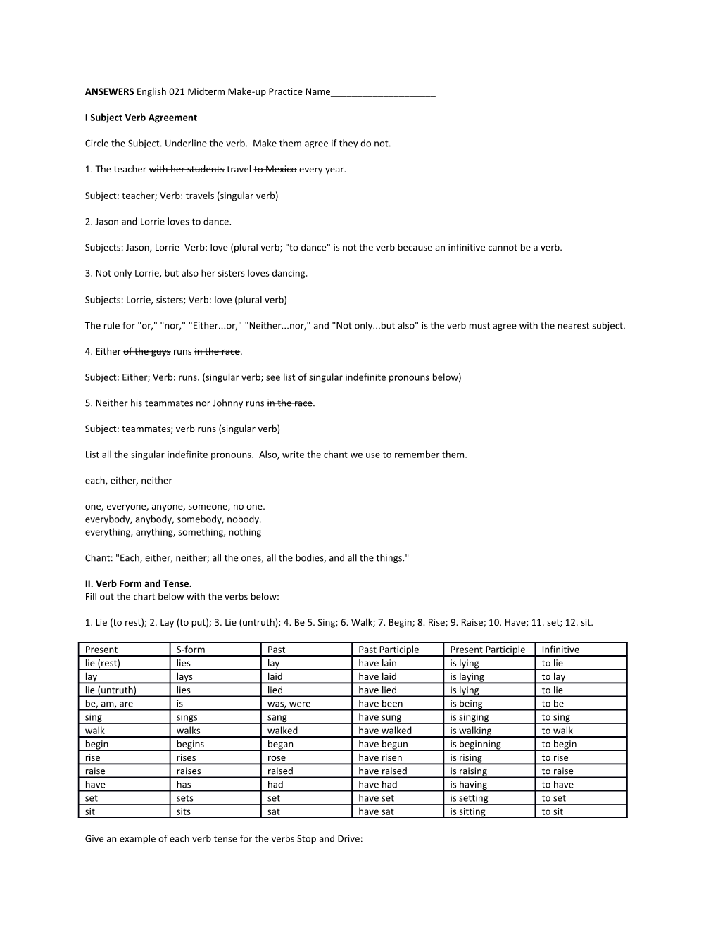 ANSEWERS English 021 Midterm Make-Up Practice Name______