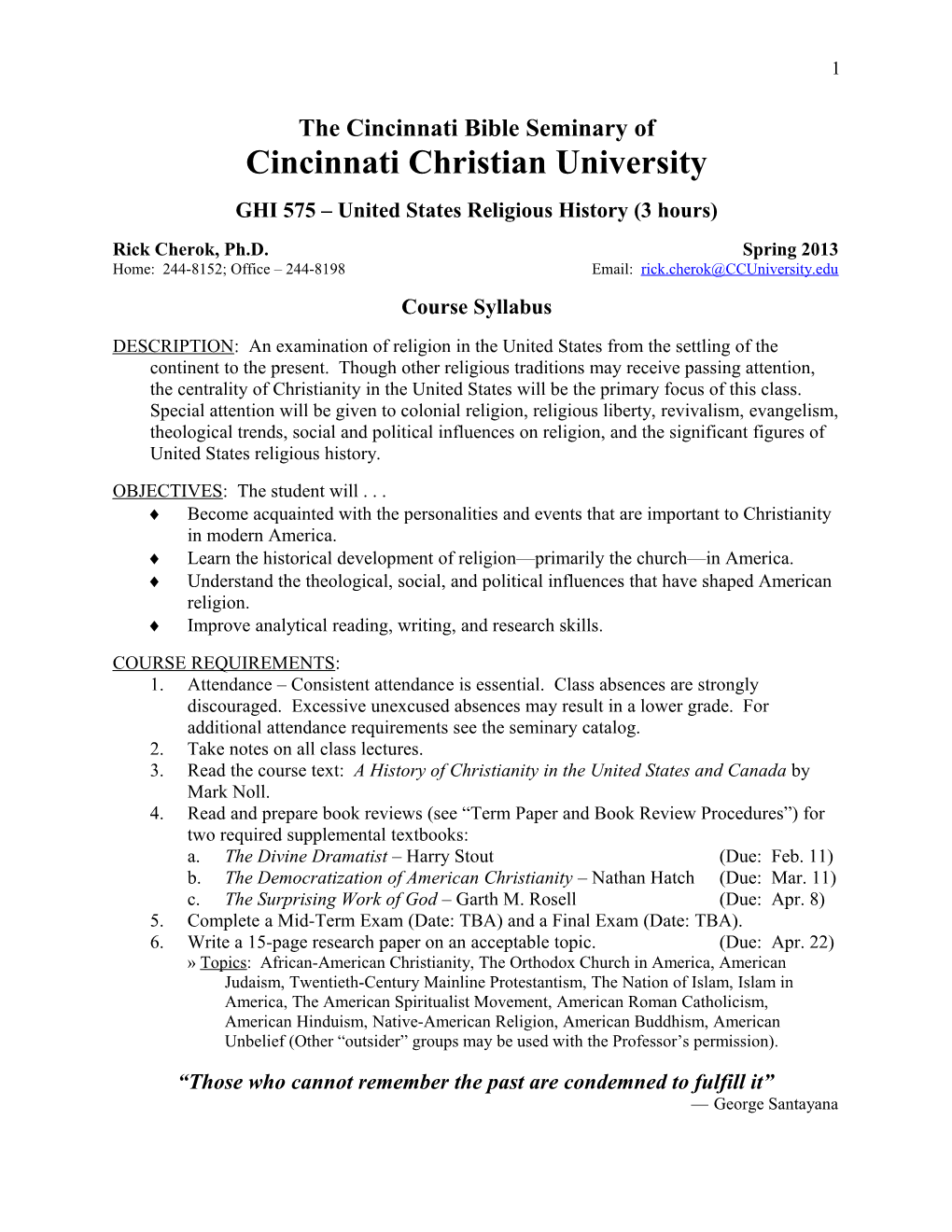 The Cincinnati Bible Seminary Of