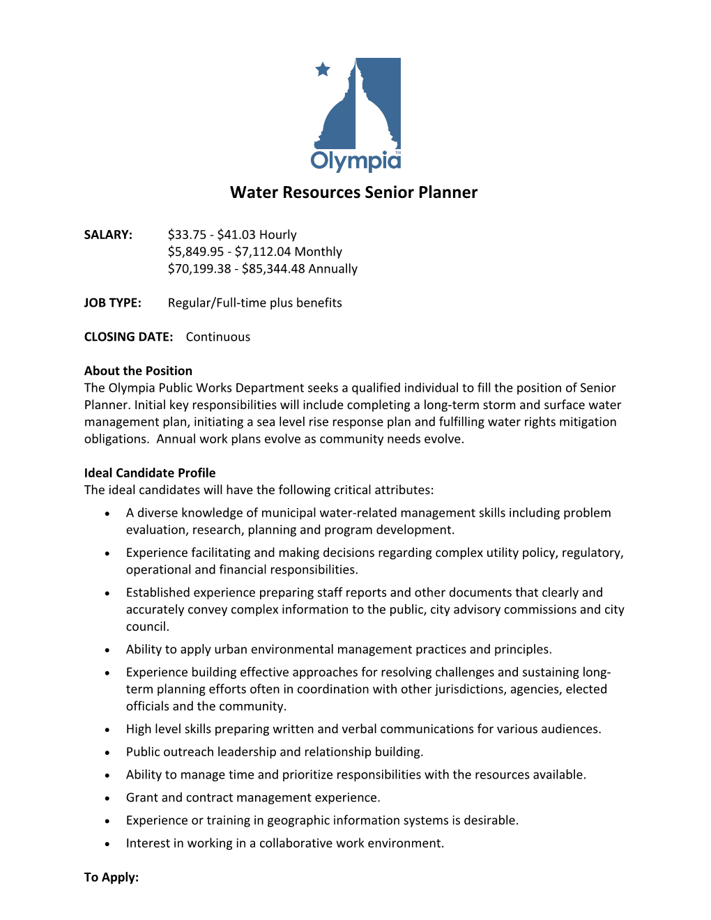 Water Resources Senior Planner