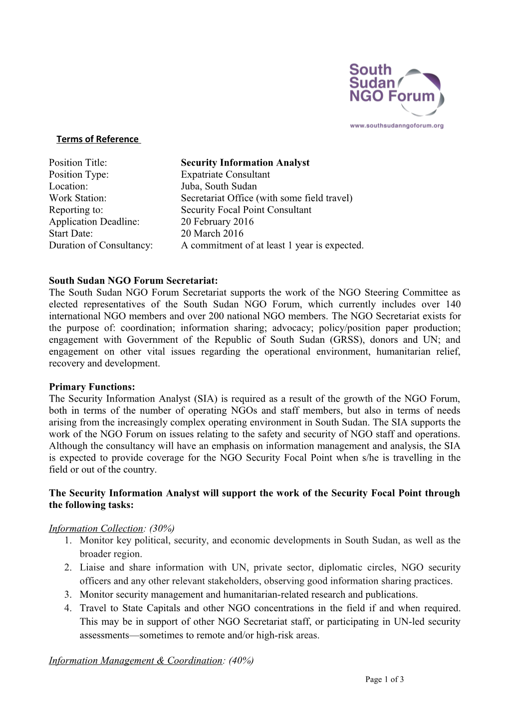 Tearfund Agreement for Consultancy Services