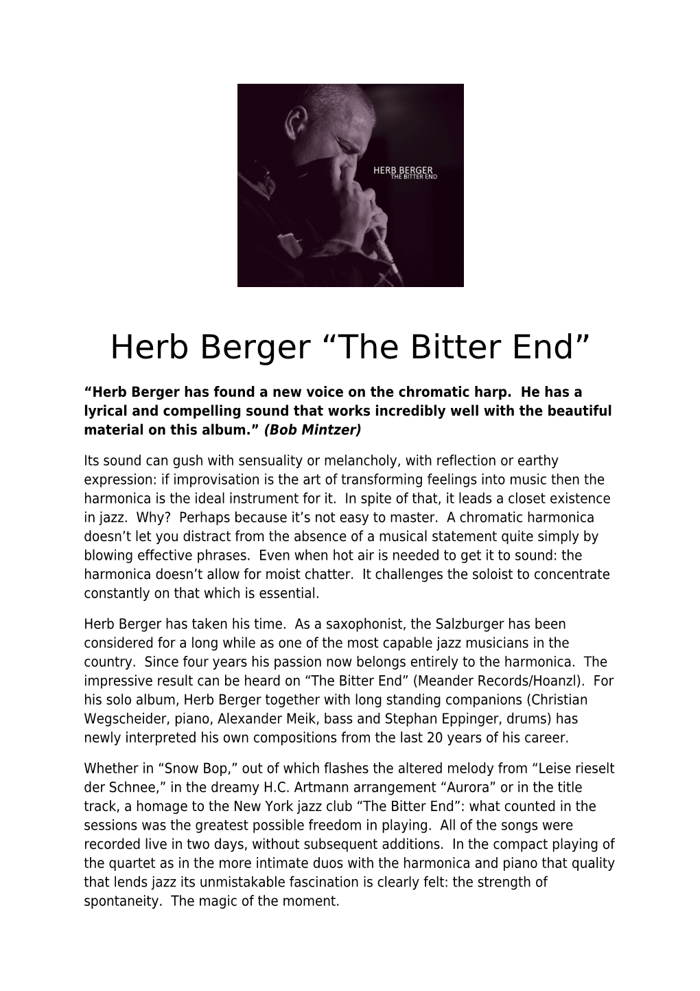 Herb Berger the Bitter End