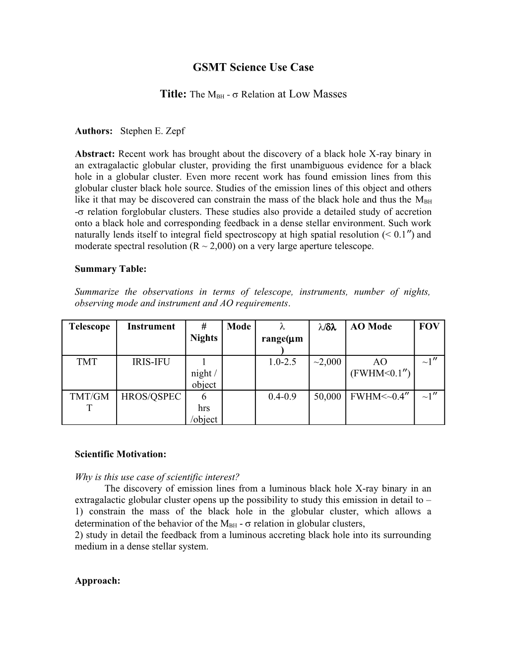 GMT Science Use Case