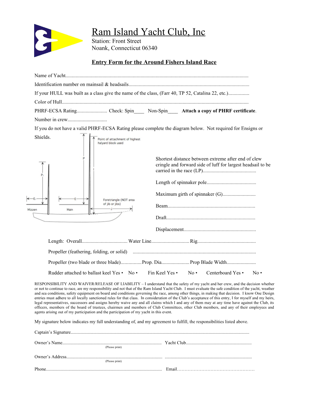 Entry Form for the Around Fishers Island Race