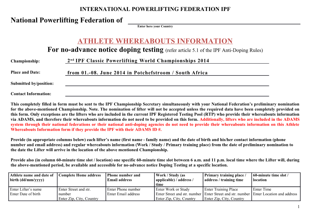 International Powerlifting Federation Ipf