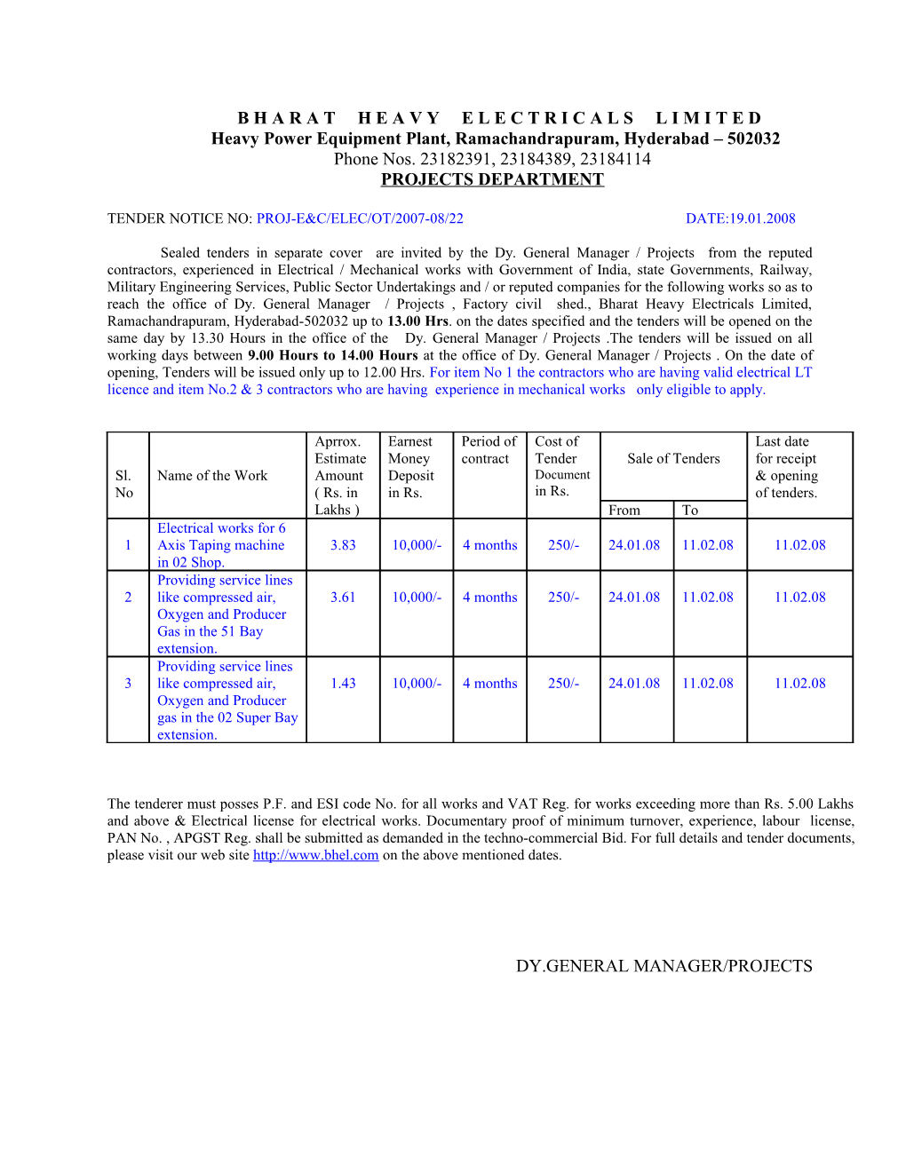 Heavy Power Equipment Plant, Ramachandrapuram, Hyderabad 502032