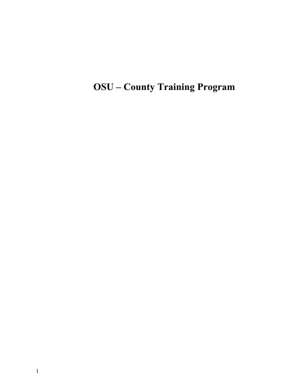 OSU County Training Program