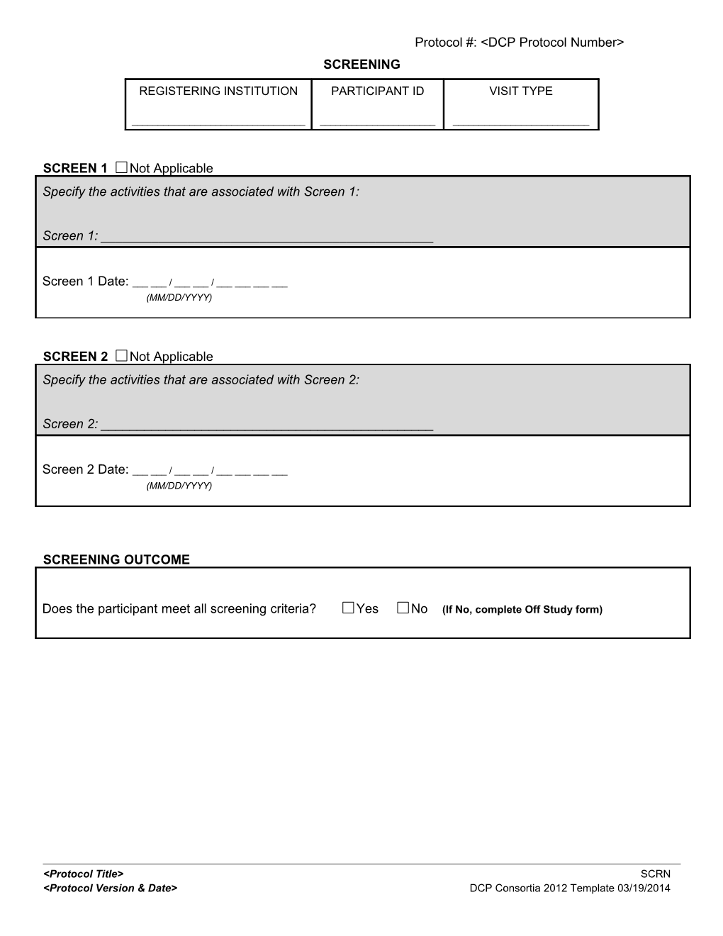 DCP CRF Templates