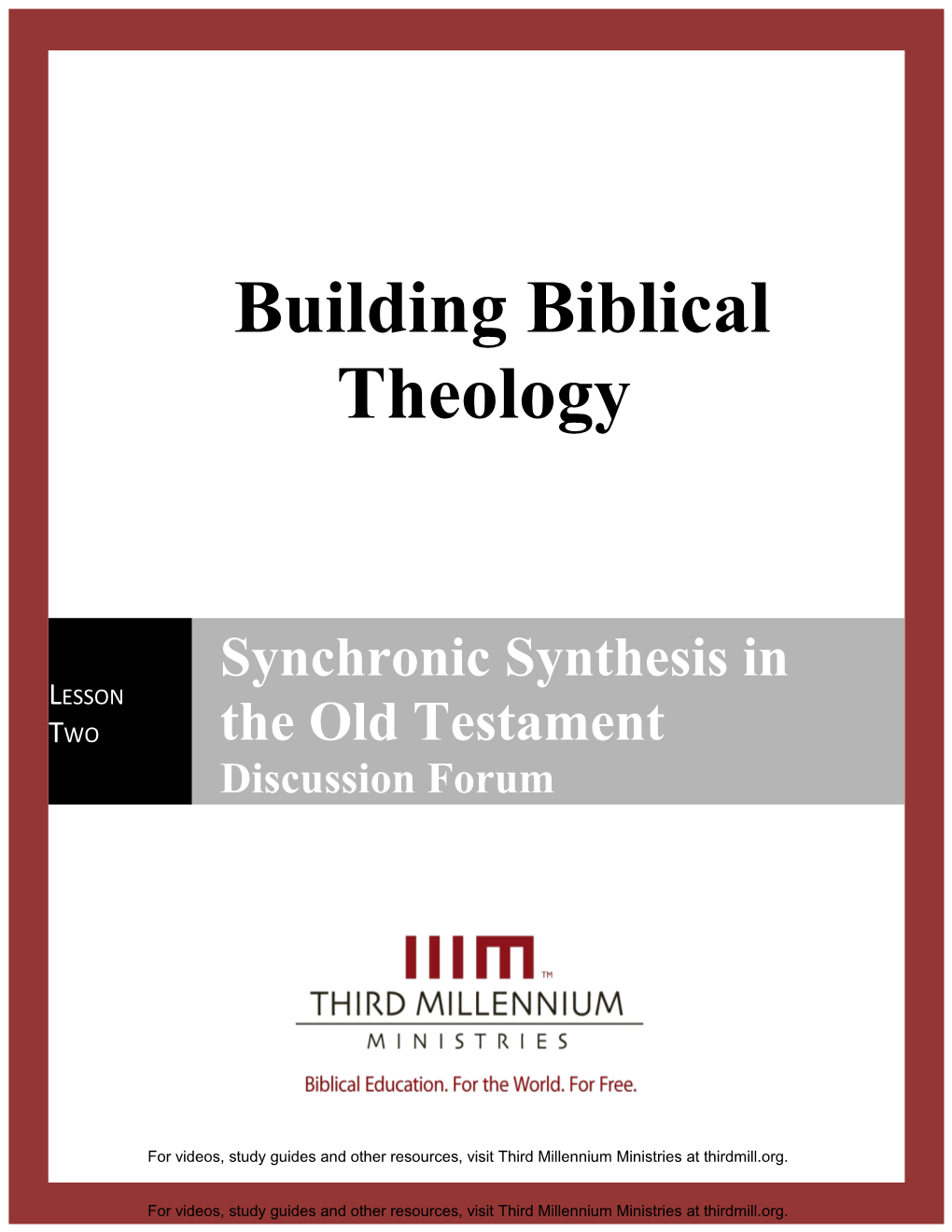 Building Biblical Theology Lesson 2