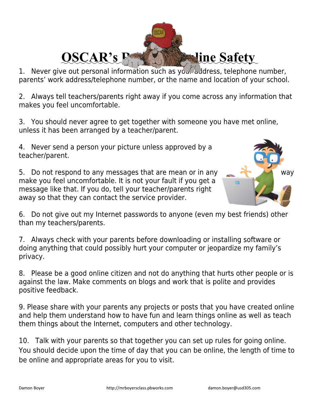 OSCAR S Rules for Online Safety