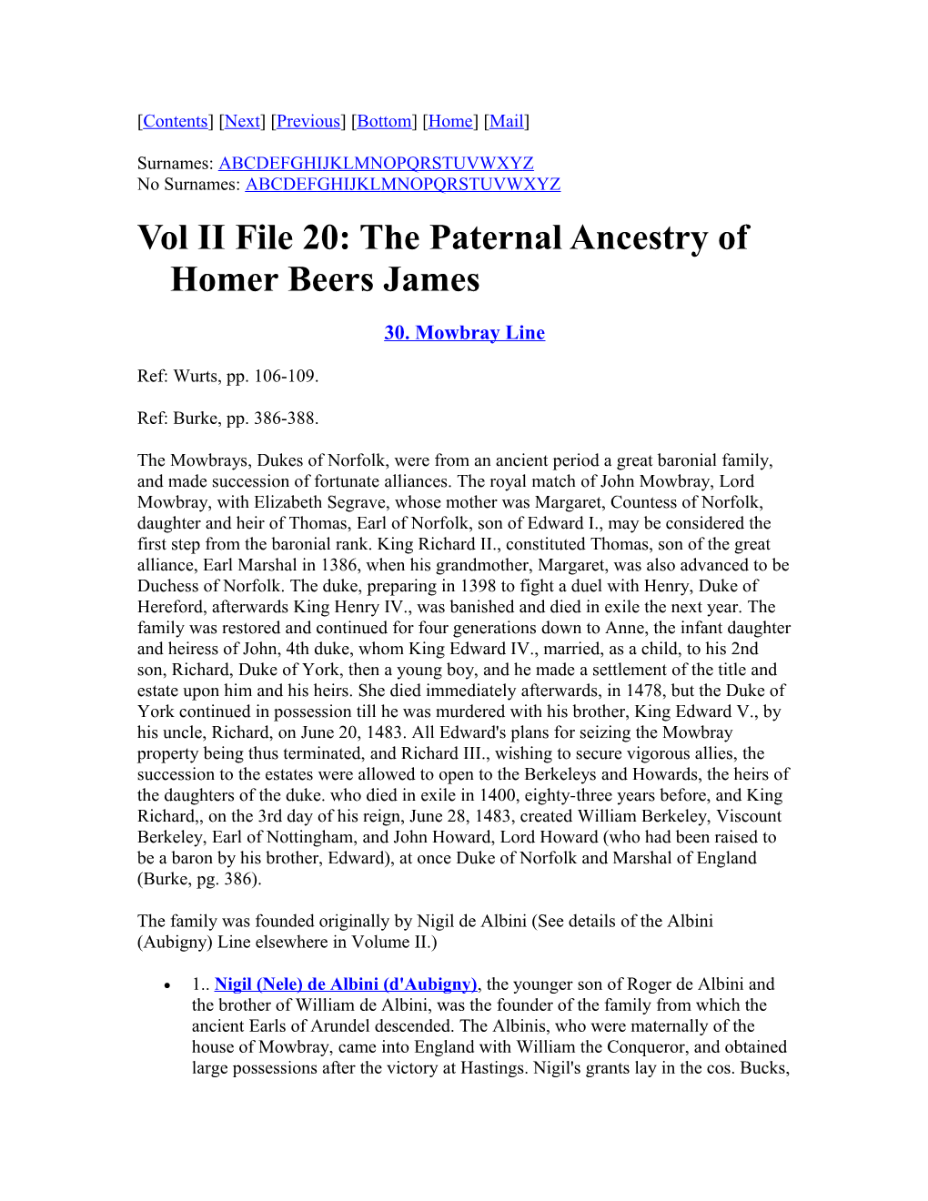 Vol II File 20: the Paternal Ancestry of Homer Beers James