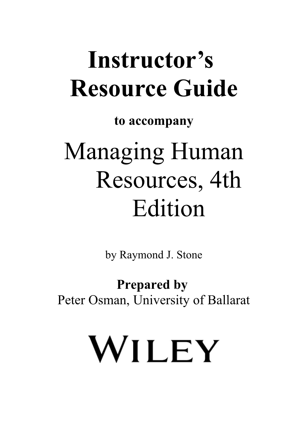 Managing Human Resources, 4Th Edition