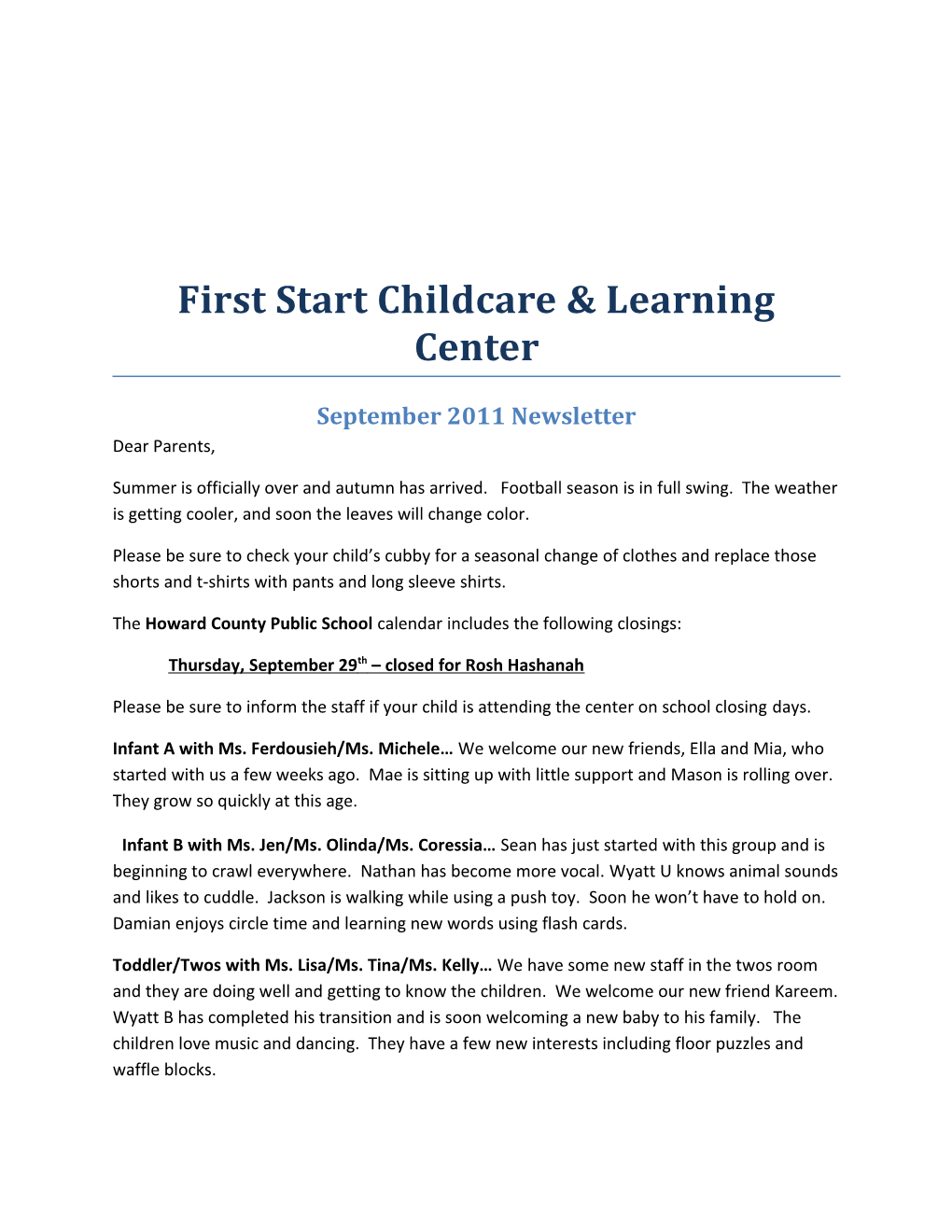 First Start Childcare & Learning Center