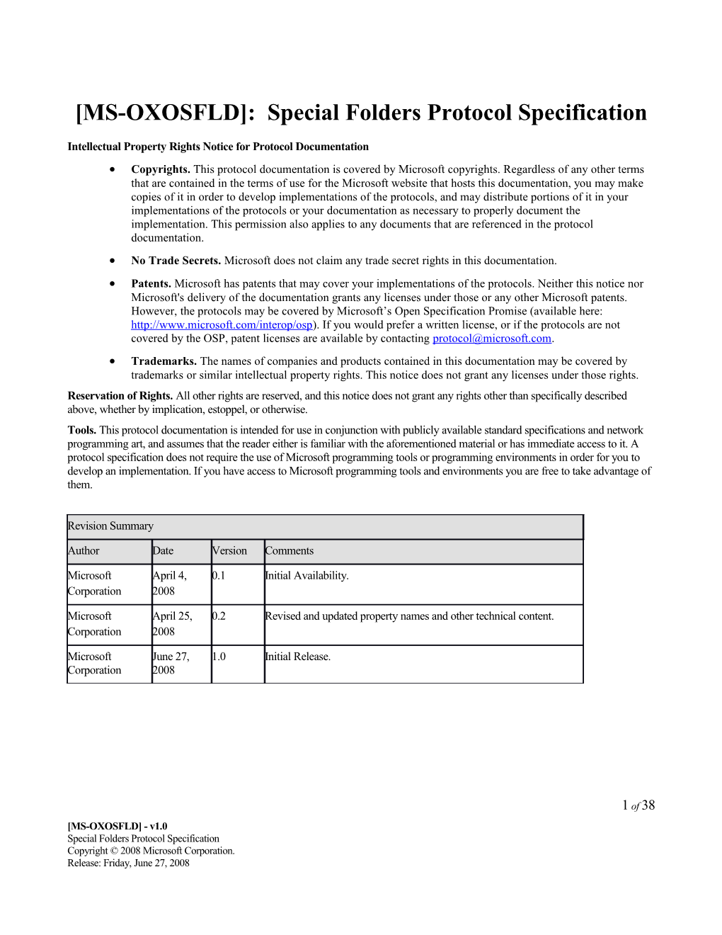 MS-OXOSFLD : Special Folders Protocol Specification