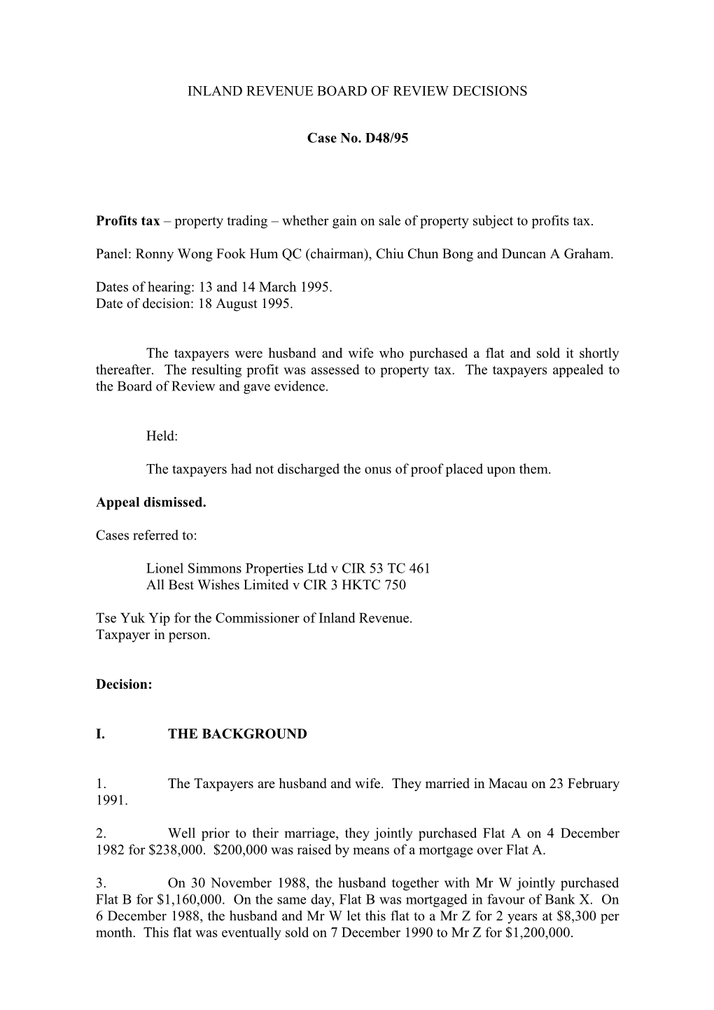 Profitstax Property Trading Whether Gain on Sale of Property Subject to Profits Tax