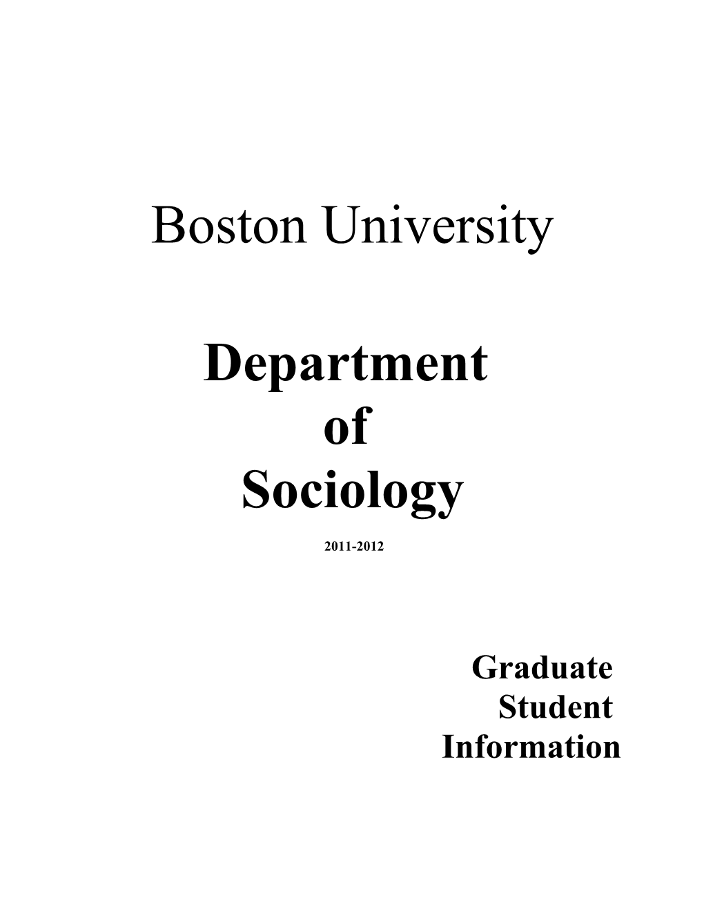 Graduate Programs in Sociology at Boston University