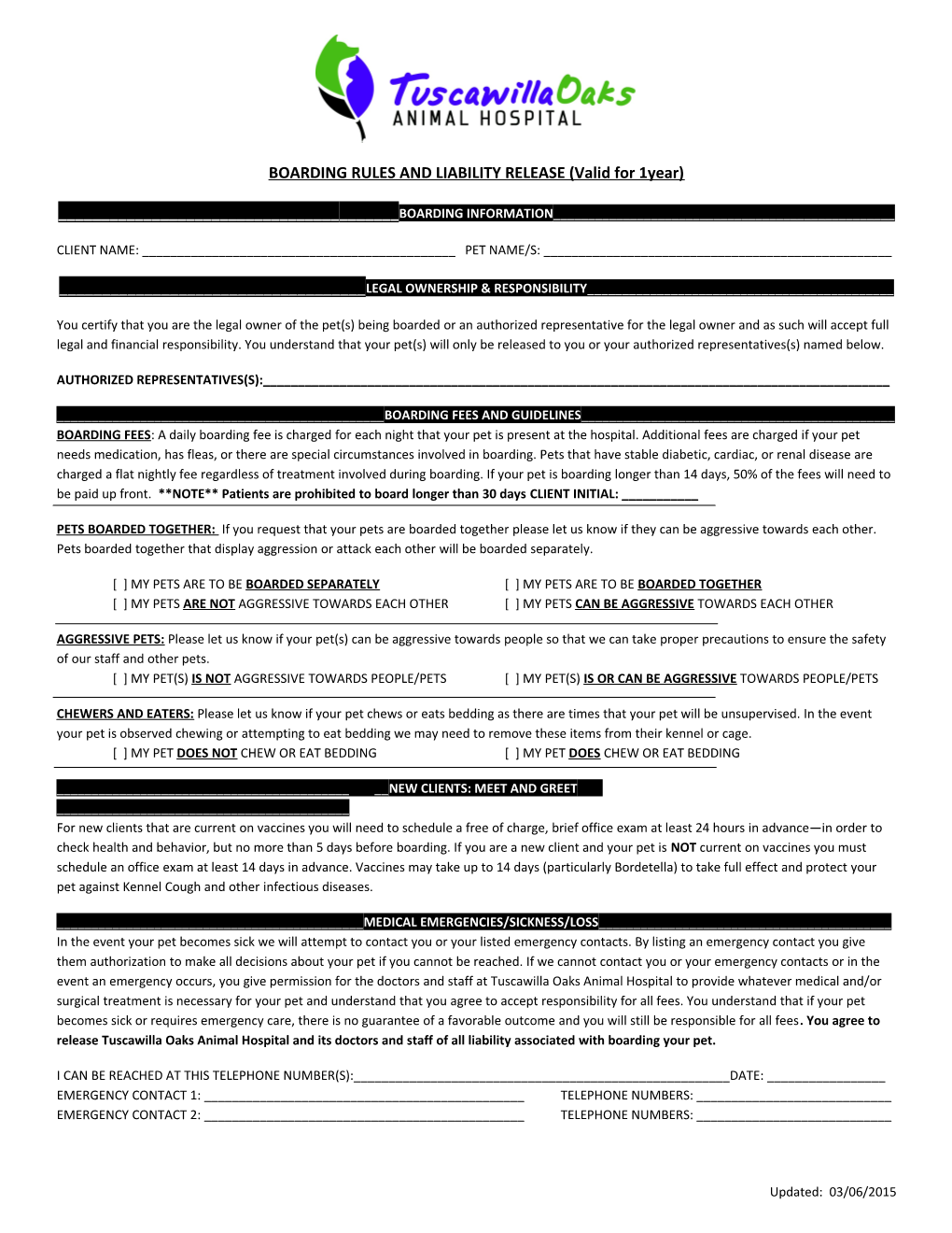 BOARDING RULES and LIABILITY RELEASE (Valid for 1Year)