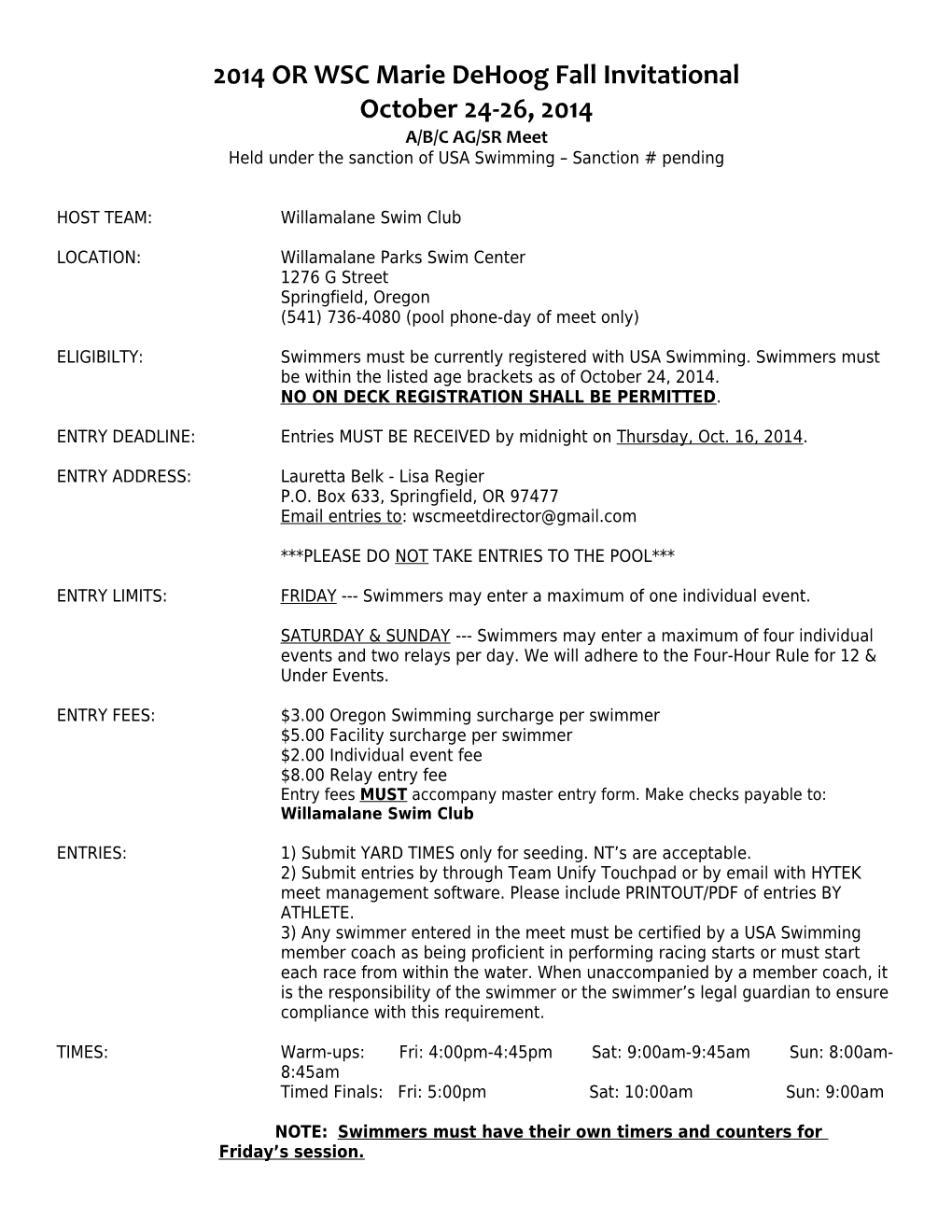 WSC 2001 Fall Invitational