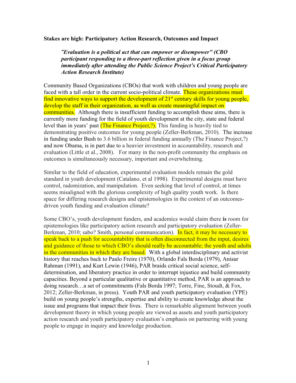 Context of High Stakes Testing Outcomes-Driven Youth Development Environment