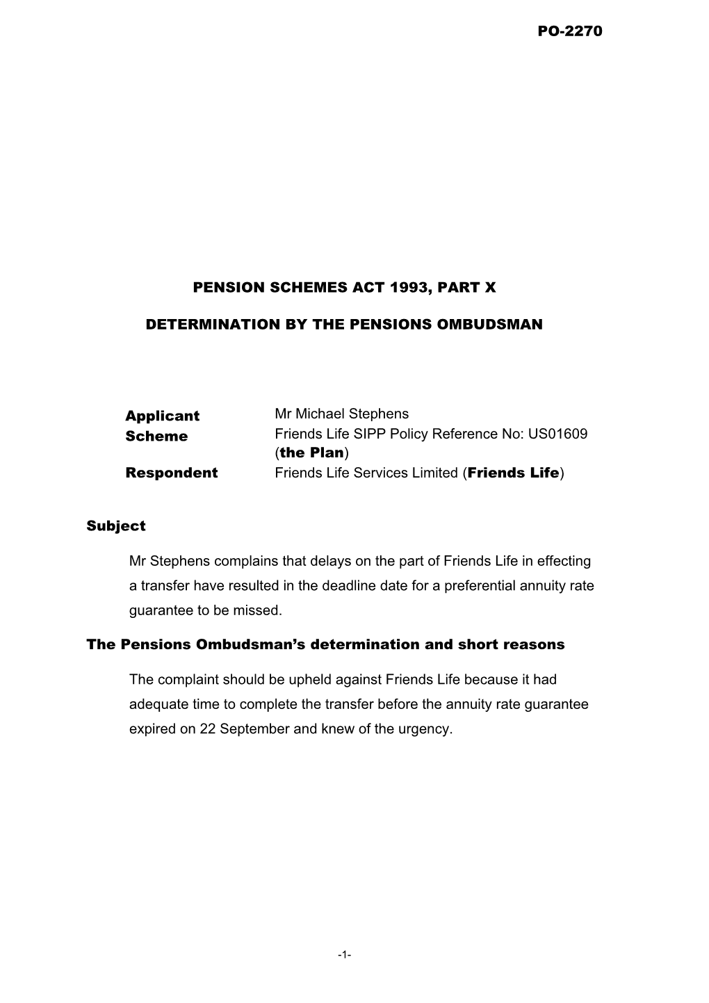Pension Schemes Act 1993, Part X s18
