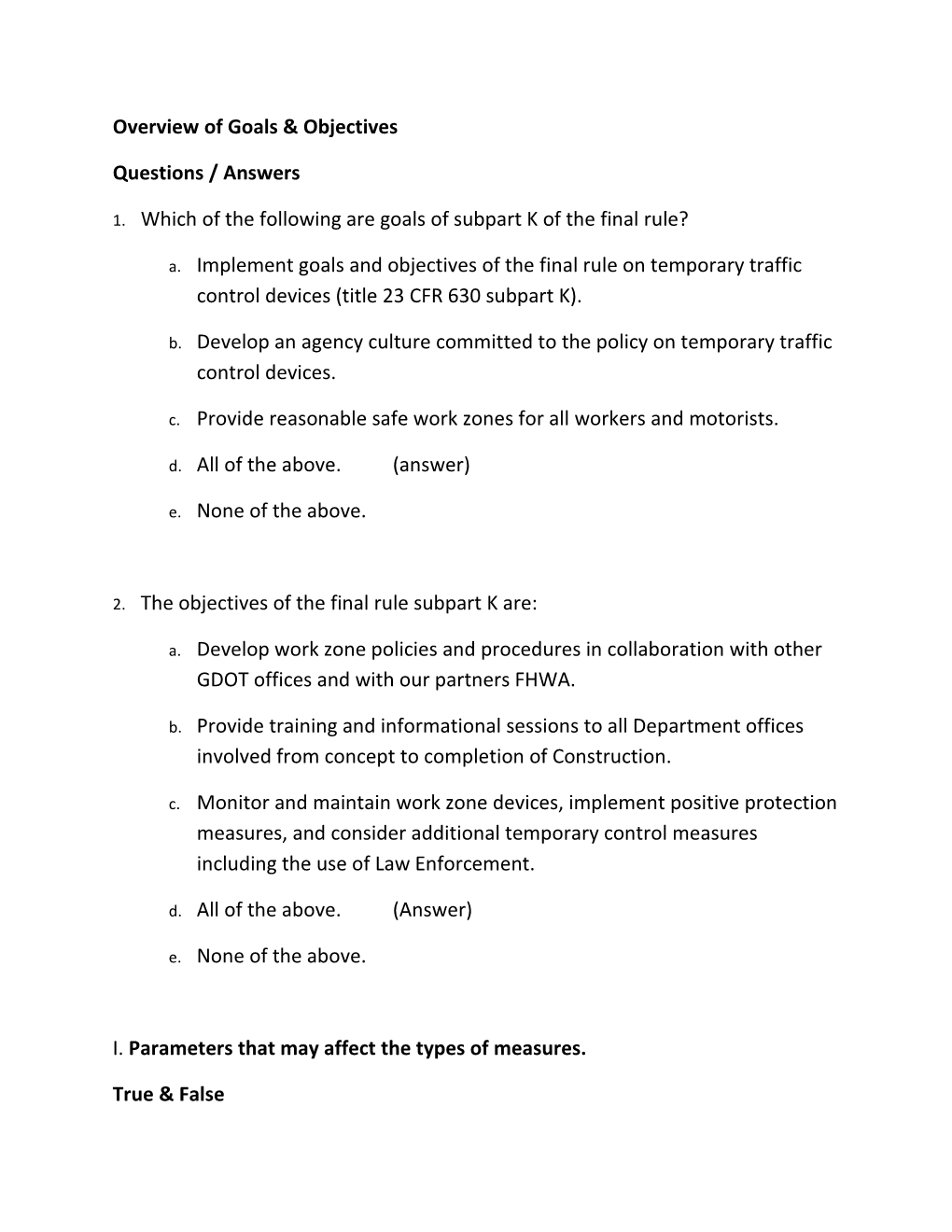 Overview of Goals & Objectives