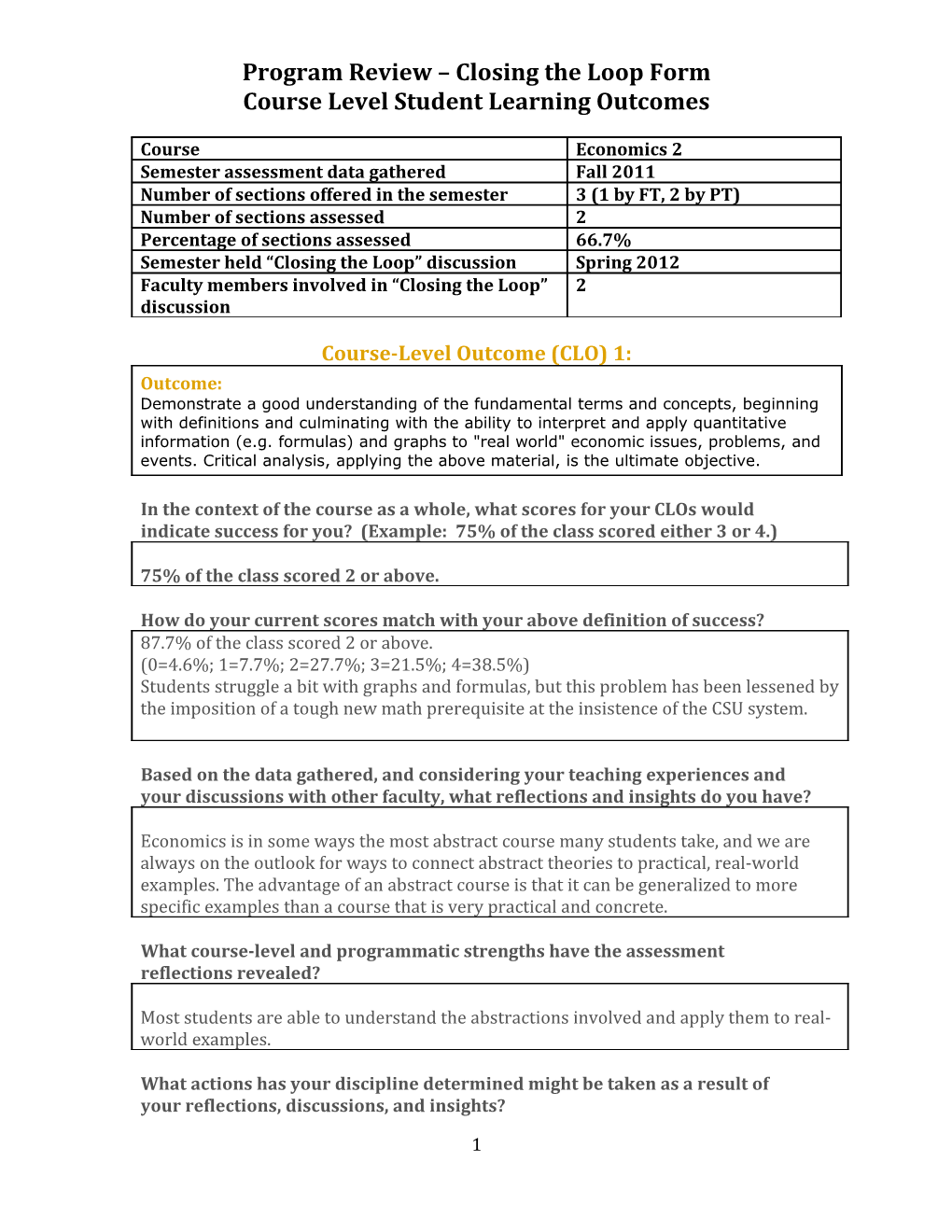 Course-Level Outcome (CLO) 1