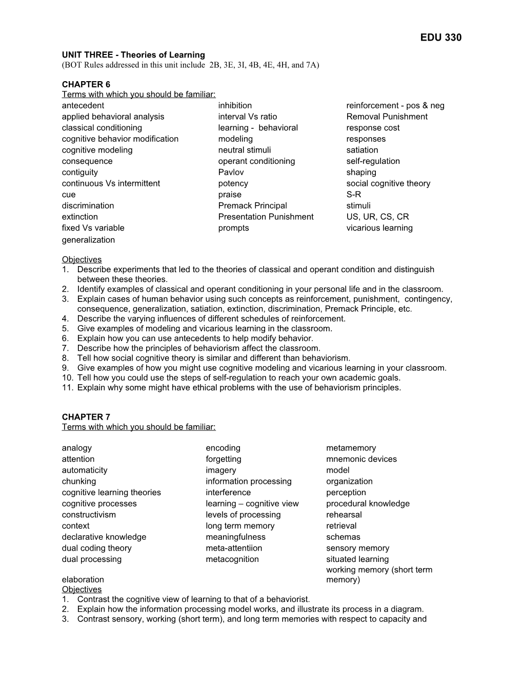 UNIT THREE - Theories of Learning